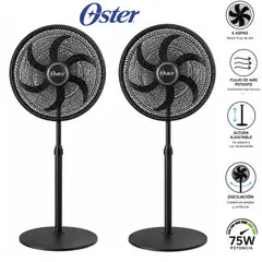 OSTER - PACK 02 Ventiladores de Pedestal Oster T1631 18" 75 W Negro