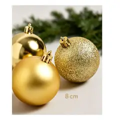 GENERICO - TUBO ESFERAS DE NAVIDAD 8CM X 12 DORADO