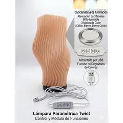 OEM - Lámpara de Mesa Paramétrica Altura 26.5cm Tres Tonos de Luz Regulable USB