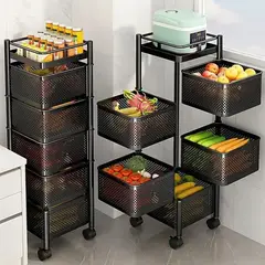 GENERICO - Organizador de Verduras y alimentos Cuadrado 5 Niveles Color Negro