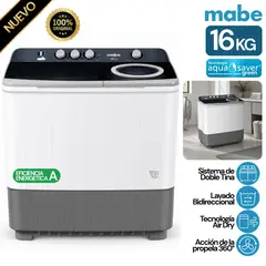 Mabe - Lavadora semiautomática de 16 kg blanca mabe - LMD6124PBBB0