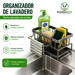 GENERICO - Organizador De Lavadero De Cocina Multifuncional Con Bandeja de Drenaje Negro