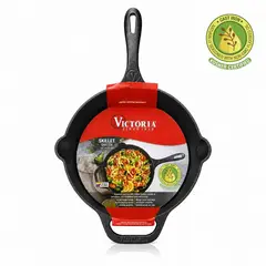VICTORIA - Sartén Hierro Fundido Victoria 25cm Curado Doble Asa