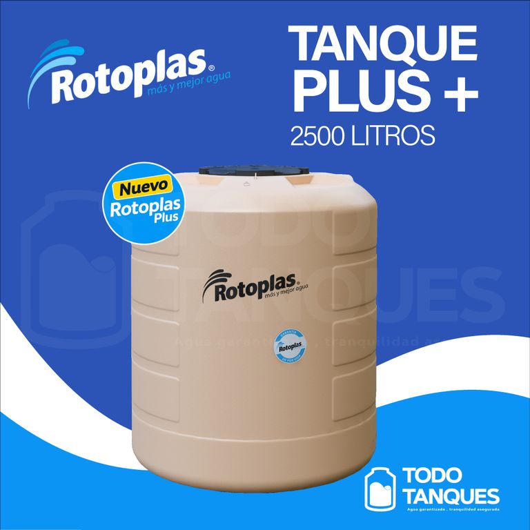 Tanque Rotoplas Plus+ Arena 2500L con accesorios