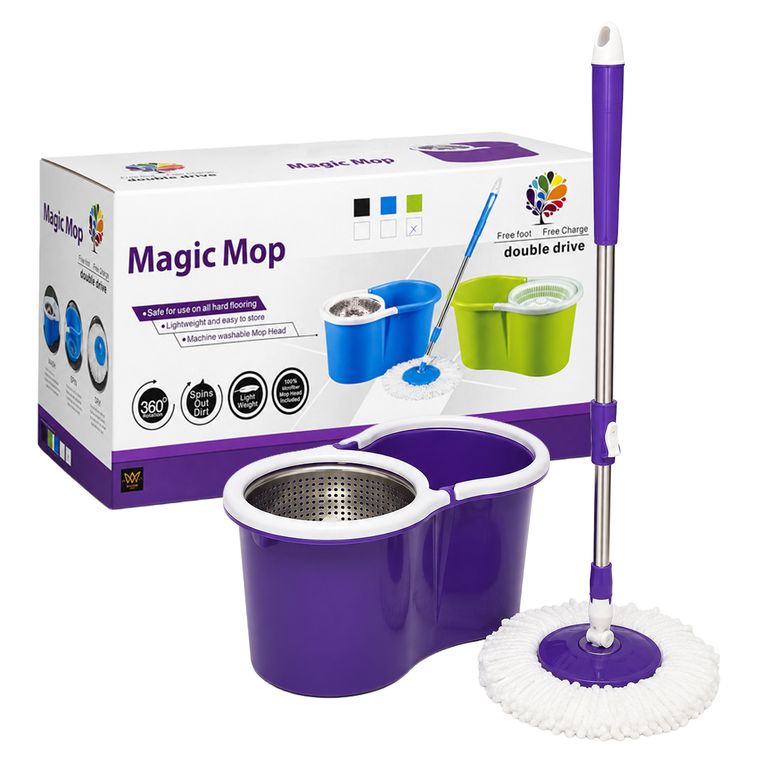 Trapeador Con Escurridor Giratorio Automático Morado