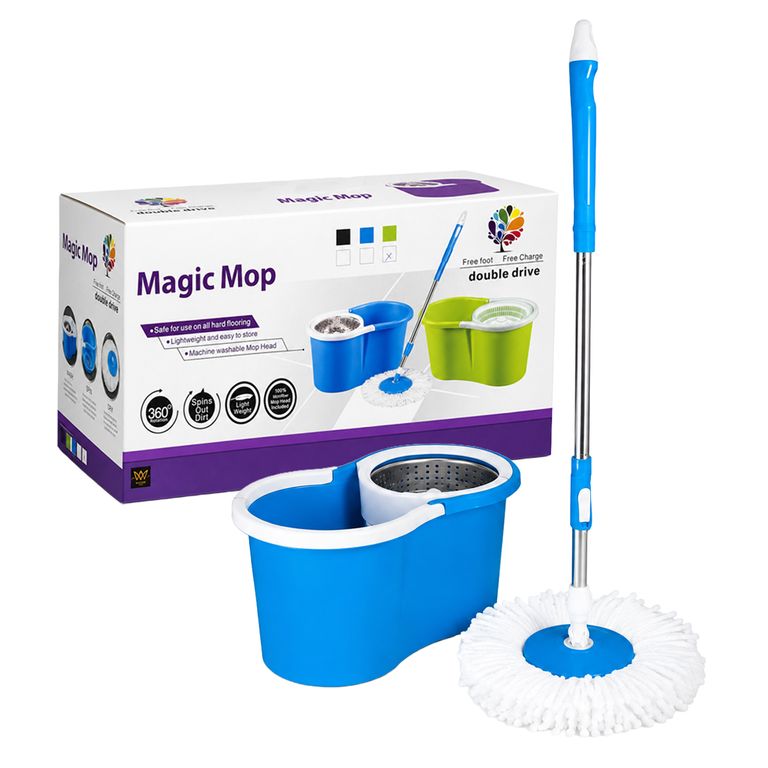 Trapeador Con Escurridor Giratorio Automático Azul