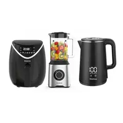 Taurus - Combo Taurus Licuadora Prior Inox 1500 + Hervidor Eléctrico + Freidora de Aire Negro