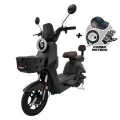 JEFF BIKE - BICIMOTO MODELO  EVO 929  + COMBO MOTERO COLOR NEGRO 60KM AUTONOMIA CON BATERIA DE GRAFENO