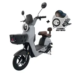 JEFF BIKE - BICIMOTO MODELO  EVO 929  + COMBO MOTERO COLOR GRIS 60KM AUTONOMIA CON BATERIA DE GRAFENO