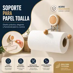 GENERICO - Soporte Porta Rollo Papel Toalla Para Cocina Con Sistema De Sujeción