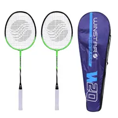WINSTAR - RAQUETAS BÁDMINTON ALUMINIO NIVEL INTERMEDIO 2PCS W20 VERDE NEGRO