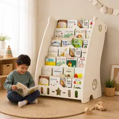 GENERICO - Estante Organizador de Libros para Niños Infantil Montessori Frontal Modelo Oso