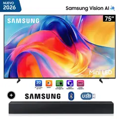 SAMSUNG - Televisor Samsung 75 Mini LED M70H Vision AI Smart TV 2026 + Soundbar Samsung