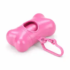 GENERICO - Dispensador de bolsas sanitarias para Perros 2 rollos Rosa