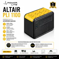POWER LITE - Estabilizador Power Lite Altair PLI 1100 AVR 1100VA 550W 8 Tomas USB Tipo C
