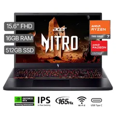 ACER - Laptop Gamer Acer Nitro RYZEN 7 7445HS 16GB 512SSD RTX4050-6GB 15.6FHD WINDOWS 11.