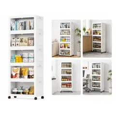 EVERSO - Estante Organizador Plegable 5 Niveles con Ruedas y Puertas