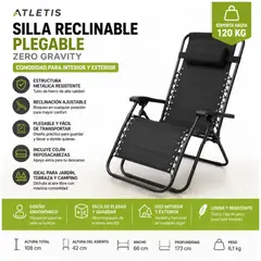 OEM - SILLA RECLINABLE PLEGABLE ZERO BUYU NEGRA – HASTA 120 KG