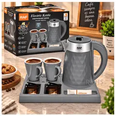 OEM - Juego de Hervidor Eléctrico RAF R.7924 + 2 Tazas de Loza - Diseño Moderno
