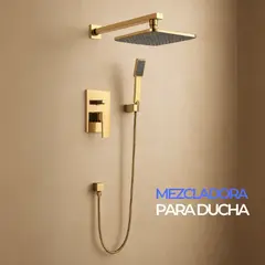 FRATELLI - Mezcladora de Ducha y Teléfono Cuadrada Bronce Dorado Empotrable 6004 Sands
