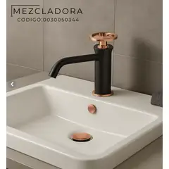 FRATELLI - MEZCLADORA MONOCOMANDO BAJO PARA LAVATORIO RIO SERIES DORADO ROSA & NEGRO