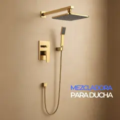 FRATELLI - Mezcladora de Ducha Empotrable con Rociador y Teléfono Dorado FRATELLI