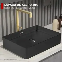 XM - LAVADERO RECTANGULAR DE ACERO CON DESAGÜE NEGROLA30401-5538