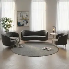 FORMAS HOME - Juego de Sala 3-2-1 Katy Formas Home Tela Montreal Gris Antracita