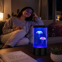 GENERICO - Parlante Jellyfish con Luces LED y Medusas en Movimiento de 9"