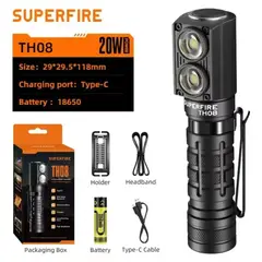 SUPER - Linterna Led Frontal Magnética 2050lm Recargable Usb-c