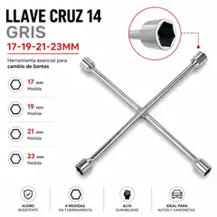 JET - Llave Cruz Para Ruedas De Vehículo 14 Pulg Cromada