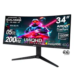 ASUS - Monitor ASUS TUF Gaming VG34WQL5A 34 Curvo WQHD 3440 x 1440 200Hz o HD 400Hz, 0.5MS