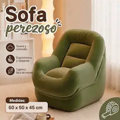 GENERICO - Sofá Ergonómico Sillón Puff Tela Pana Premium Relleno de Poliestireno Lavable Rellenable Verde