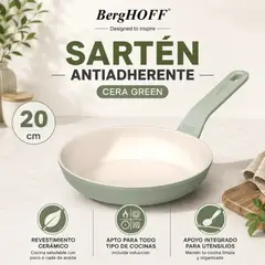 Berghoff - Sartén Antiadherente BergHOFF LEO Balance 20 cm Sage – Práctica y Fácil de Limpiar