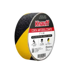 KNAUF - Cinta Antiderrapante Antideslizante Negro y Amarillo 20 mts Largo x 50mm Abrasivo Knauff