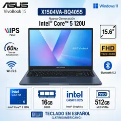 ASUS - Laptop Asus Vivobook 15 X1504VA-BQ4055 Intel Core 5 120U 16GB RAM 512GB SSD 15.6" FHD - Quiet Blue