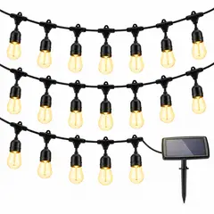 GENERICO - Guirnalda Solar Vintage 10 Metros 20 Focos Luz Cálida 8 Modos Recargable USB Tipo C
