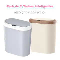 OEM - Pack de 02 Basurero Inteligente Con Sensor  Abre Y Cierra Automático 13L OVALADO