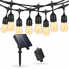 GENERICO - Guirnalda de Luces Dual 10 Metros 20 Focos Solar y Corriente con Adaptador