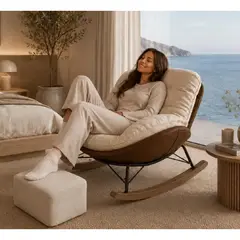 OEM - SILLA SILLON MECEDOR CON REPOSA PIES NORDICO TUMBONA CHOCO-BEIGE