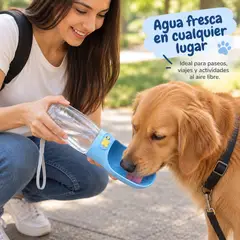 GENERICO - Dispensador de Agua para Perros y Gatos Portátil Azul con Depósito