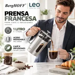 Berghoff - Prensa Francesa 1L para Café e Infusiones BergHOFF Leo – Acero Inoxidable