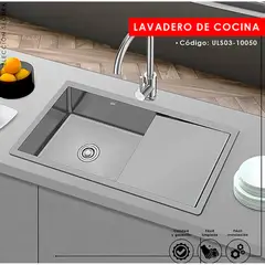 XM - LAVADERO DE COCINA 1 POZA CON ESCURRIDERO GRIS ULS03-10050