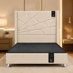 BARAKA HOME - CAMA TAPIZADA MOSTAR + BASE DE CAMA KOLPA 2 PLZ - BEIGE CLARO