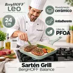Berghoff - Sartén Grill Antiadherente BergHOFF Balance Sage 24 cm – Revestimiento Cerámico