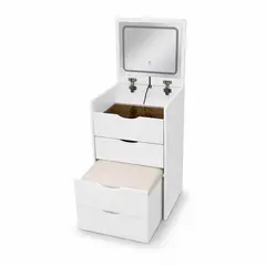 GENERICO - Tocador Compacto con Espejo Abatible, Luz LED y Almacenamiento Integrado SZ03