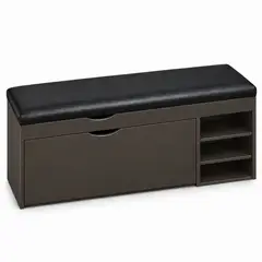 GENERICO - Banco Zapatero con Asiento Acolchado, Compartimento Abatible y Estantes Laterales