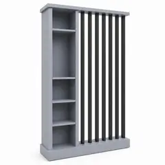 GENERICO - Separador de Ambientes con Estantería Lateral y Listones Verticales