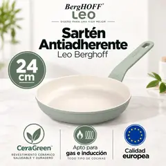 Berghoff - Sartén Antiadherente 24 cm Moonmist BergHOFF Cerámica Saludable para Cocina a Gas e Inducción