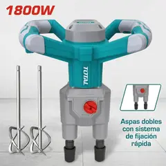 Total Tools - MEZCLADORA DE CEMENTO Y PINTURA TOTAL DE 1800W - TD616006